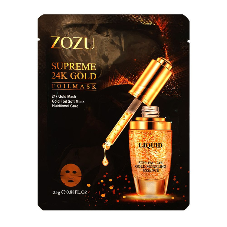 ماسک صورت ورقه ای طلا ضد چروک ZOZU SUPREME GOLD MOISTURIZING MASK (8487)