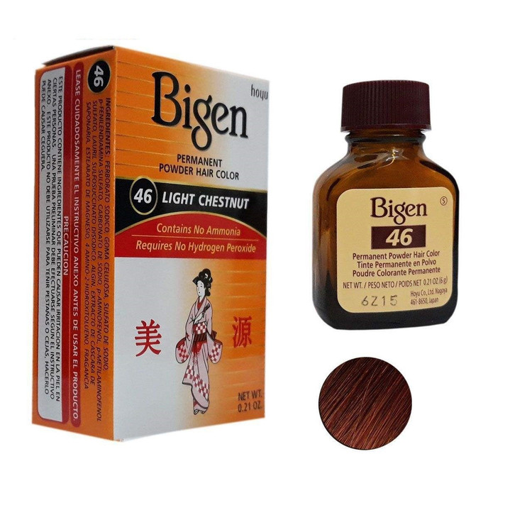 عکس بیگن رنگ موی پودری مدل 46 (بلوطی روشن)