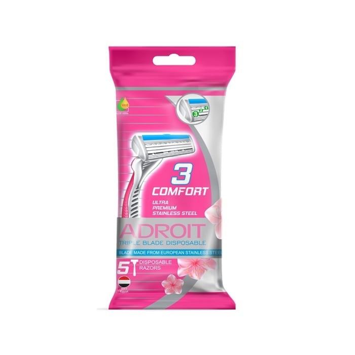 عکس آدرویت خودتراش سه لبه صابون دار 5 عددی زنانه