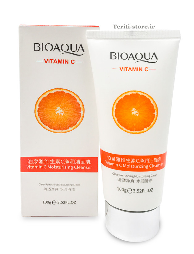 لوسیون شستشو صورت ویتامین C بیوآکوا - روشن کننده،آنتی اکسیدان و پاکسازی ملایم 100 گرمی